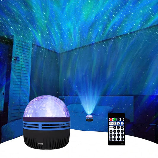 LED Starry Galaxy Projector Night Light Rotating Star Moon Lamp Bedroom Aurora Projector Light Atmosphere Decor Lamps Gift Light